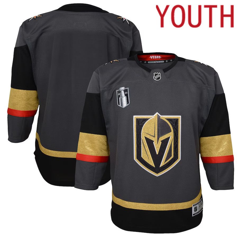Youth Vegas Golden Knights Black 2023 Stanley Cup Final Alternate Premier NHL Jersey->customized nhl jersey->Custom Jersey